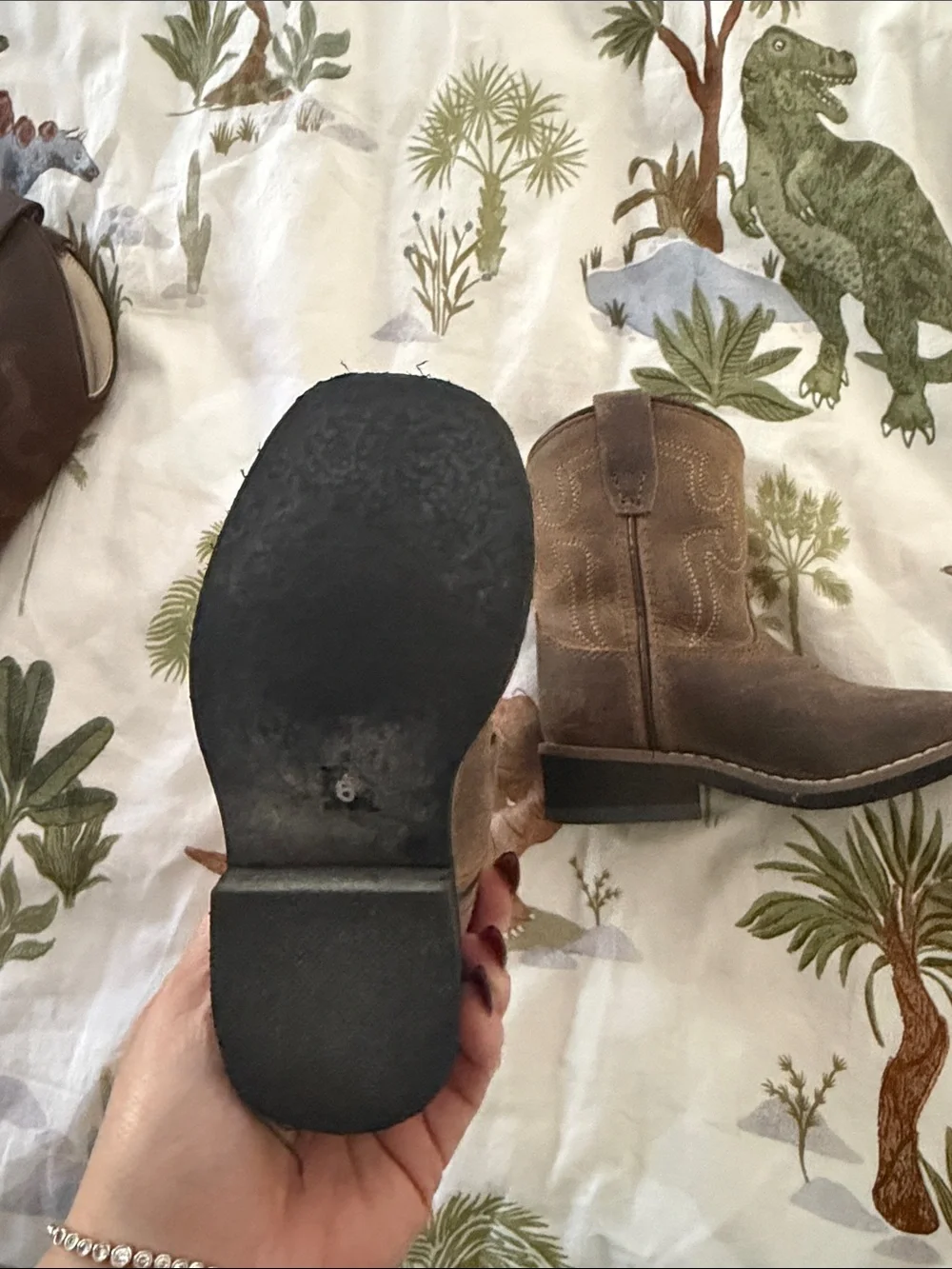 Kids Brown Leather Pull-On Western Boots